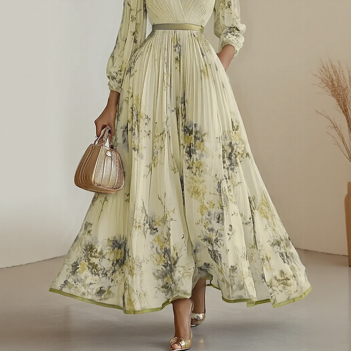 Mia | Damen Maxikleid elegant plissiert und chic