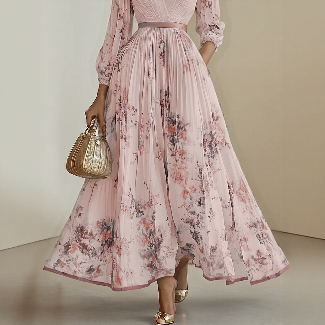 Mia | Damen Maxikleid elegant plissiert und chic