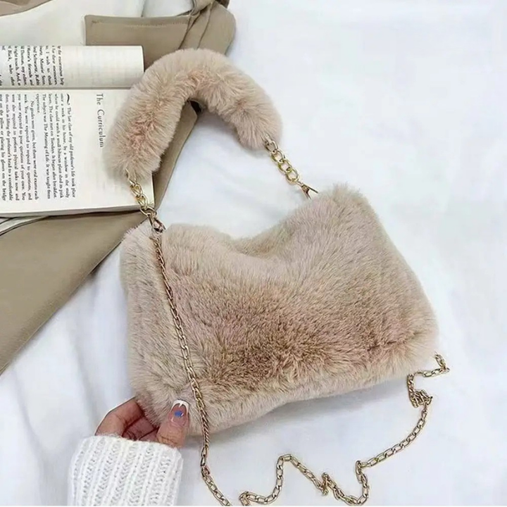 Hannah | Elegante Damen Schultertasche aus Plüsch