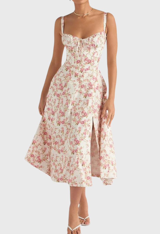 Carmea | Bustierkleid mit Blumen und Taille