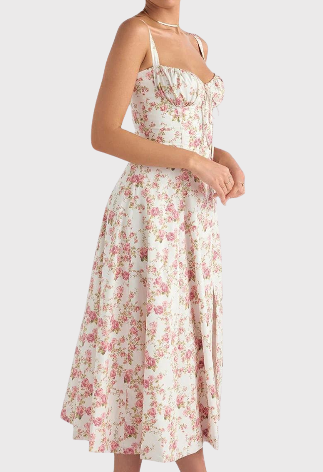 Carmea | Bustierkleid mit Blumen und Taille