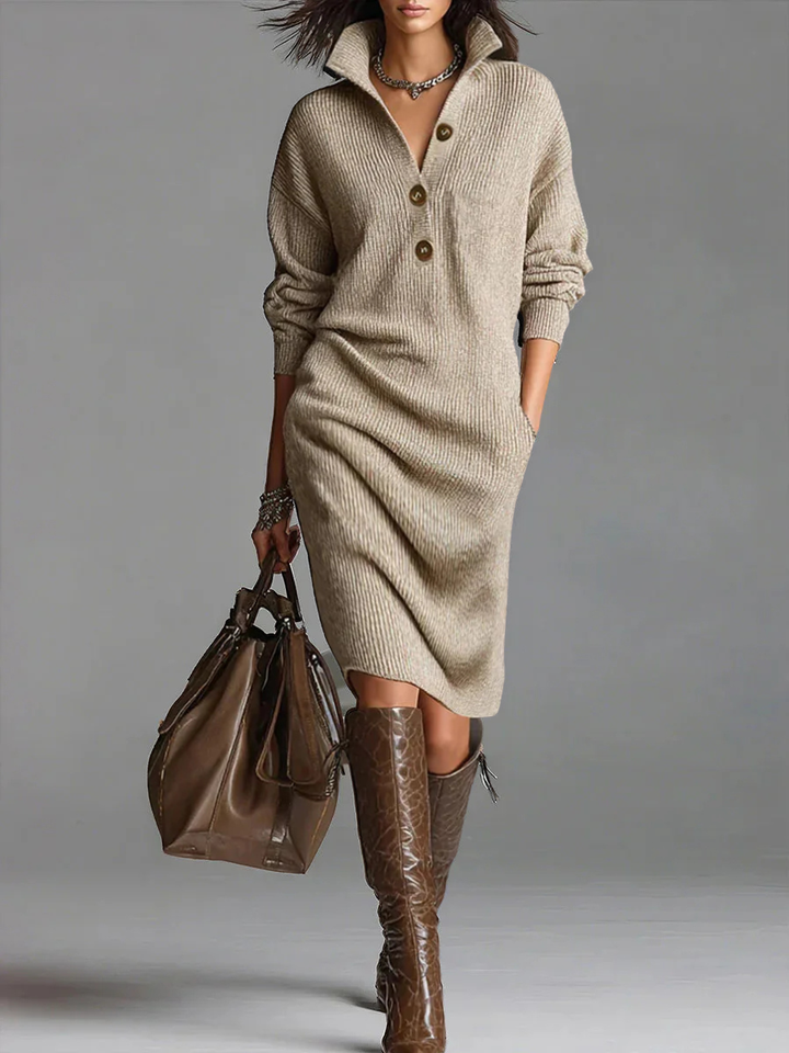 Dina | Damen-Midikleid gerippt casual & stilvoll