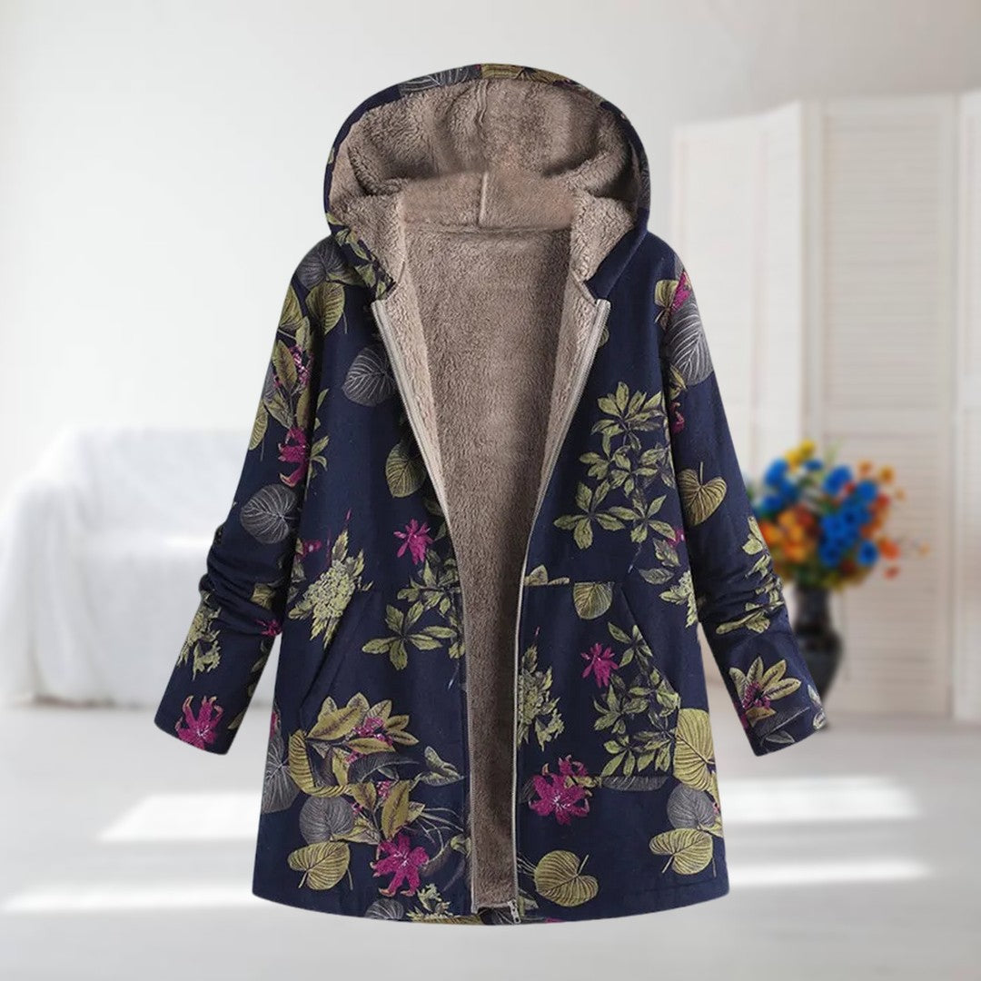 Herbstjacke mit floralem Muster und Knopfleiste