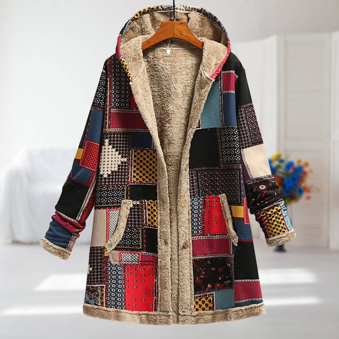 Herbstjacke mit floralem Muster und Knopfleiste