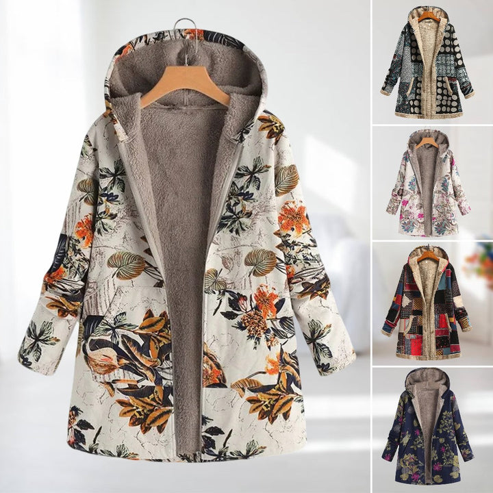 Herbstjacke mit floralem Muster und Knopfleiste