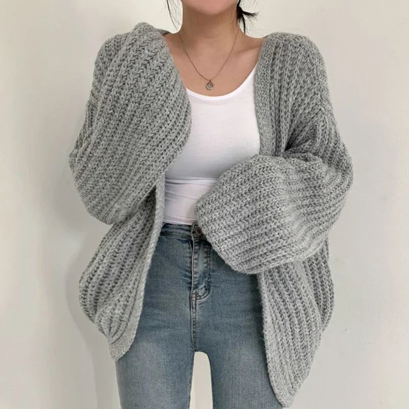 Übergroßer Cardigan | Grob gestrickter Damenpullover