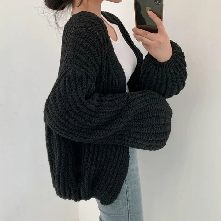 Übergroßer Cardigan | Grob gestrickter Damenpullover