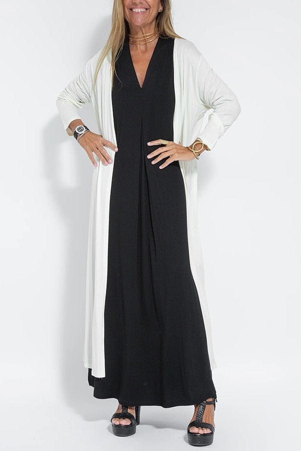 Beatrice | Elegantes langes Kleid und Strickjacke im Set