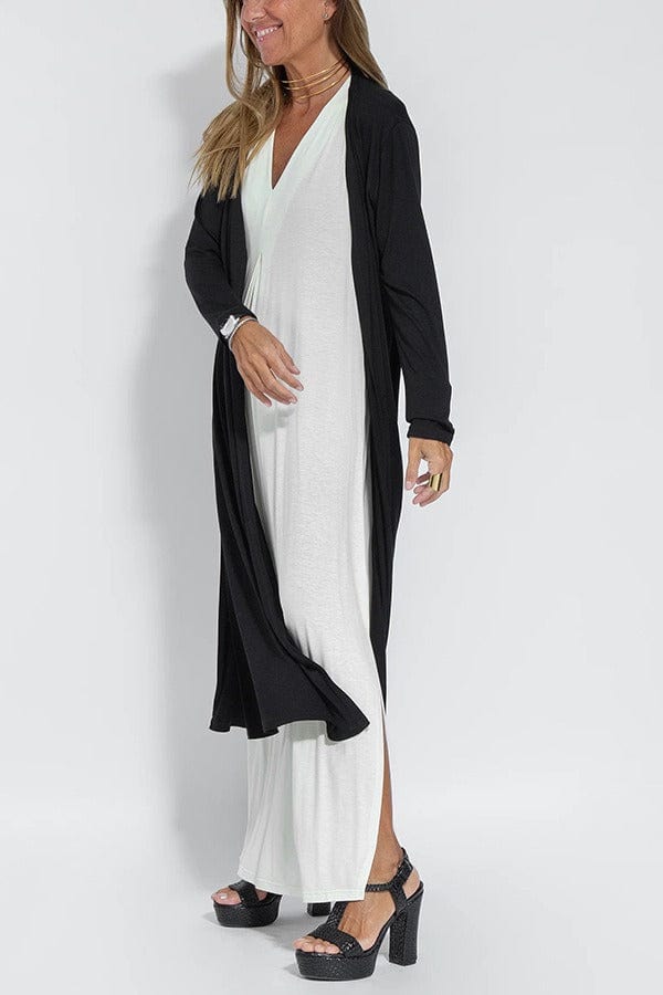 Beatrice | Elegantes langes Kleid und Strickjacke im Set