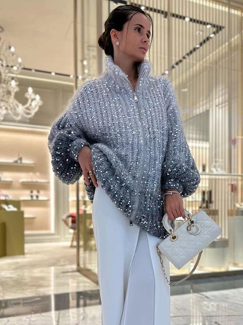 Angelina | Strickpullover mit Glitzerdetails für festliche Outfits