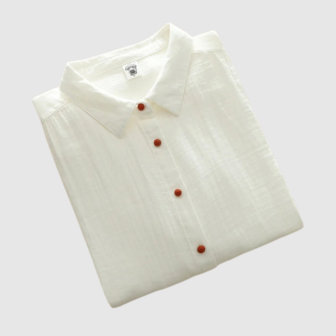 Weiße Double Cotton Hemden mit langen Ärmeln