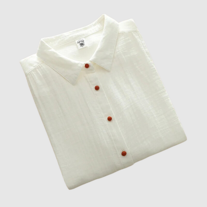 Weiße Double Cotton Hemden mit langen Ärmeln