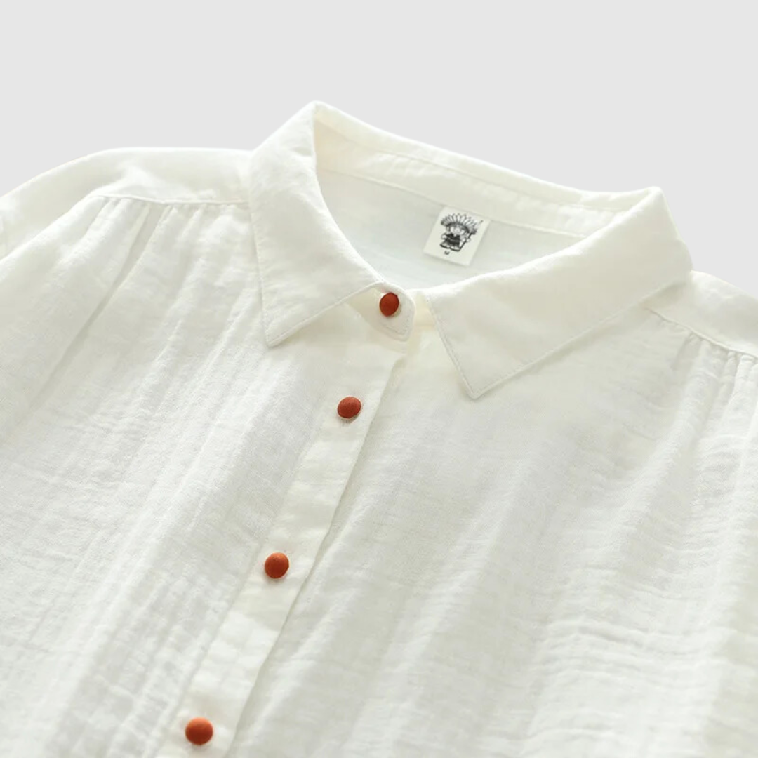 Weiße Double Cotton Hemden mit langen Ärmeln