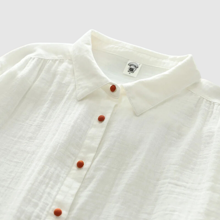 Weiße Double Cotton Hemden mit langen Ärmeln
