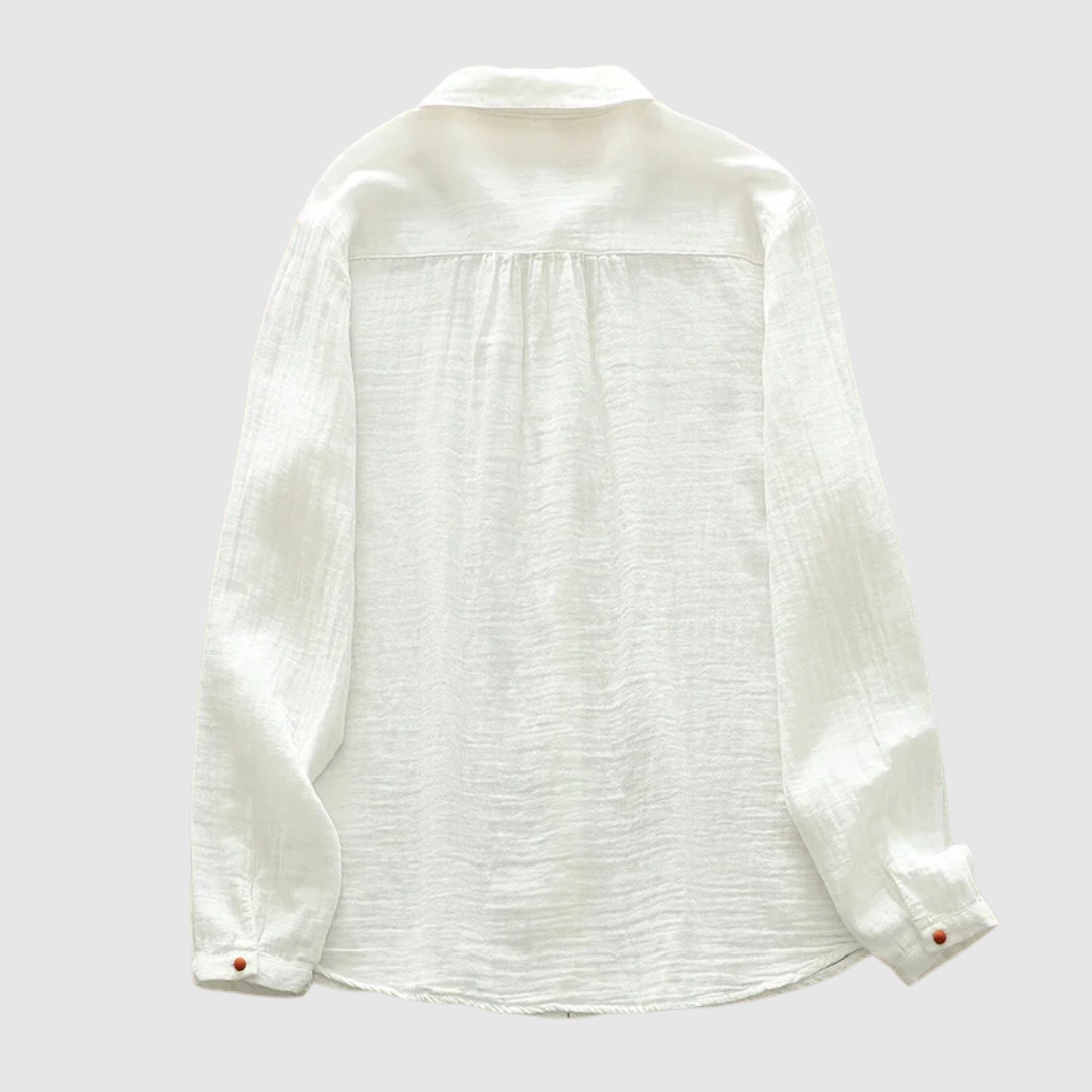 Weiße Double Cotton Hemden mit langen Ärmeln