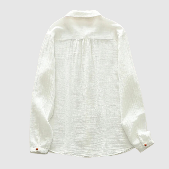 Weiße Double Cotton Hemden mit langen Ärmeln