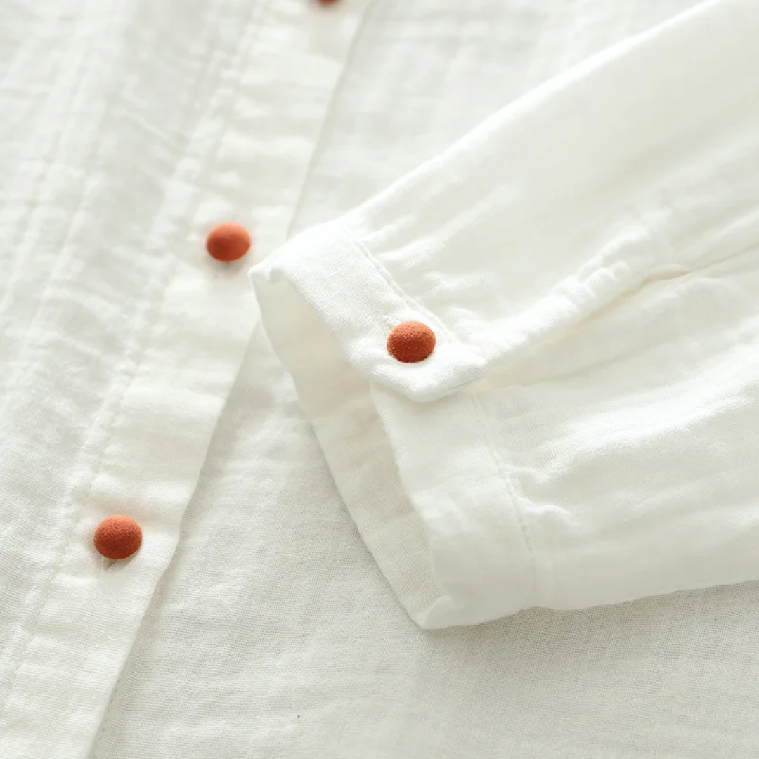 Weiße Double Cotton Hemden mit langen Ärmeln