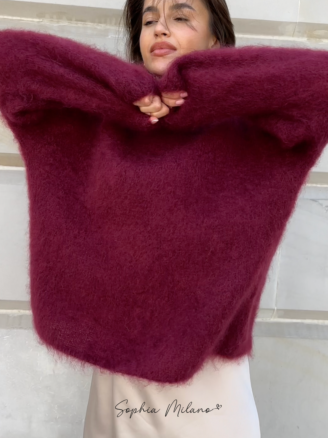 Sophia Mohair Rollkragenpullover mit klassischem Strickmuster