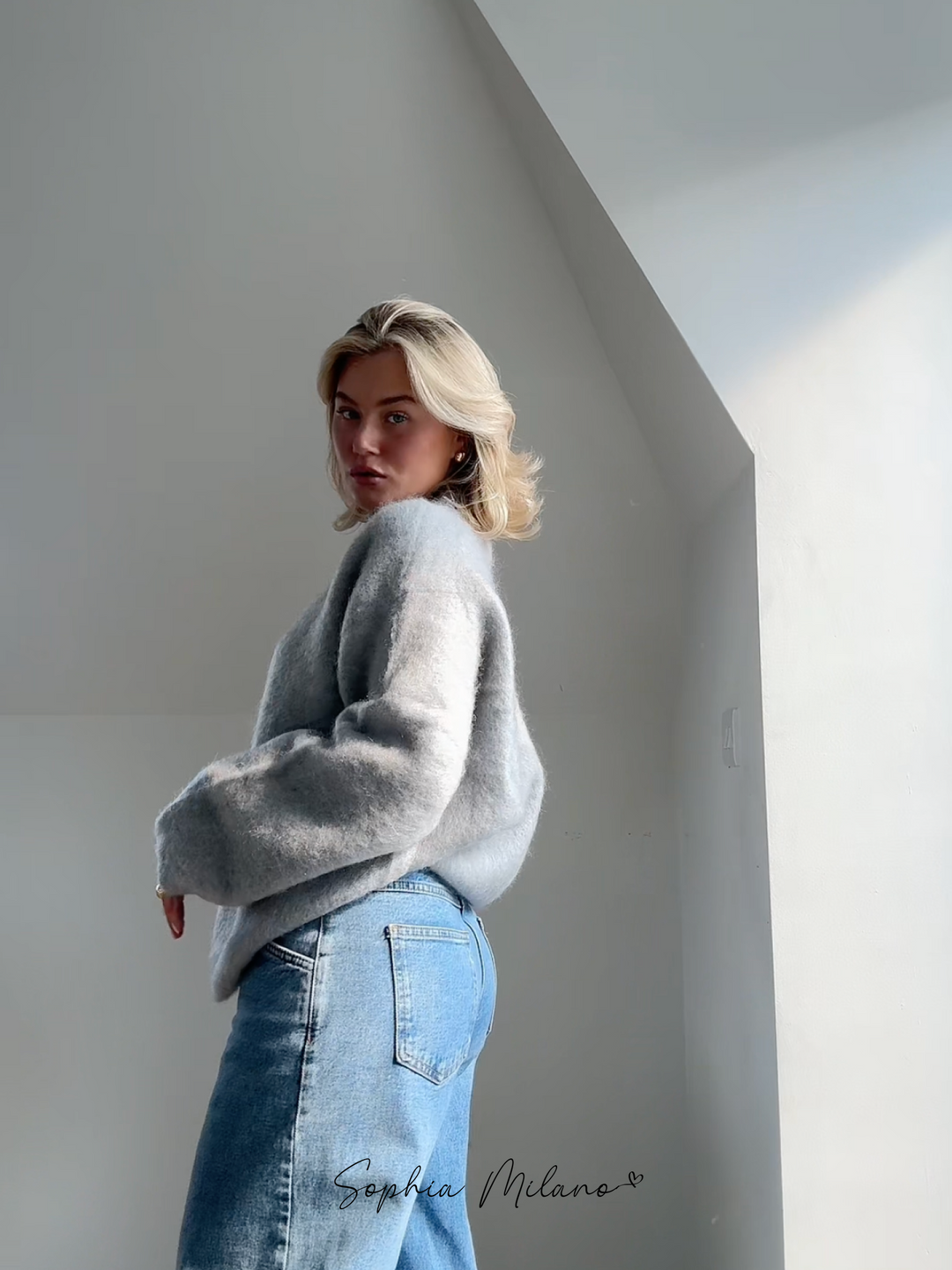 Sophia Mohair Rollkragenpullover mit klassischem Strickmuster