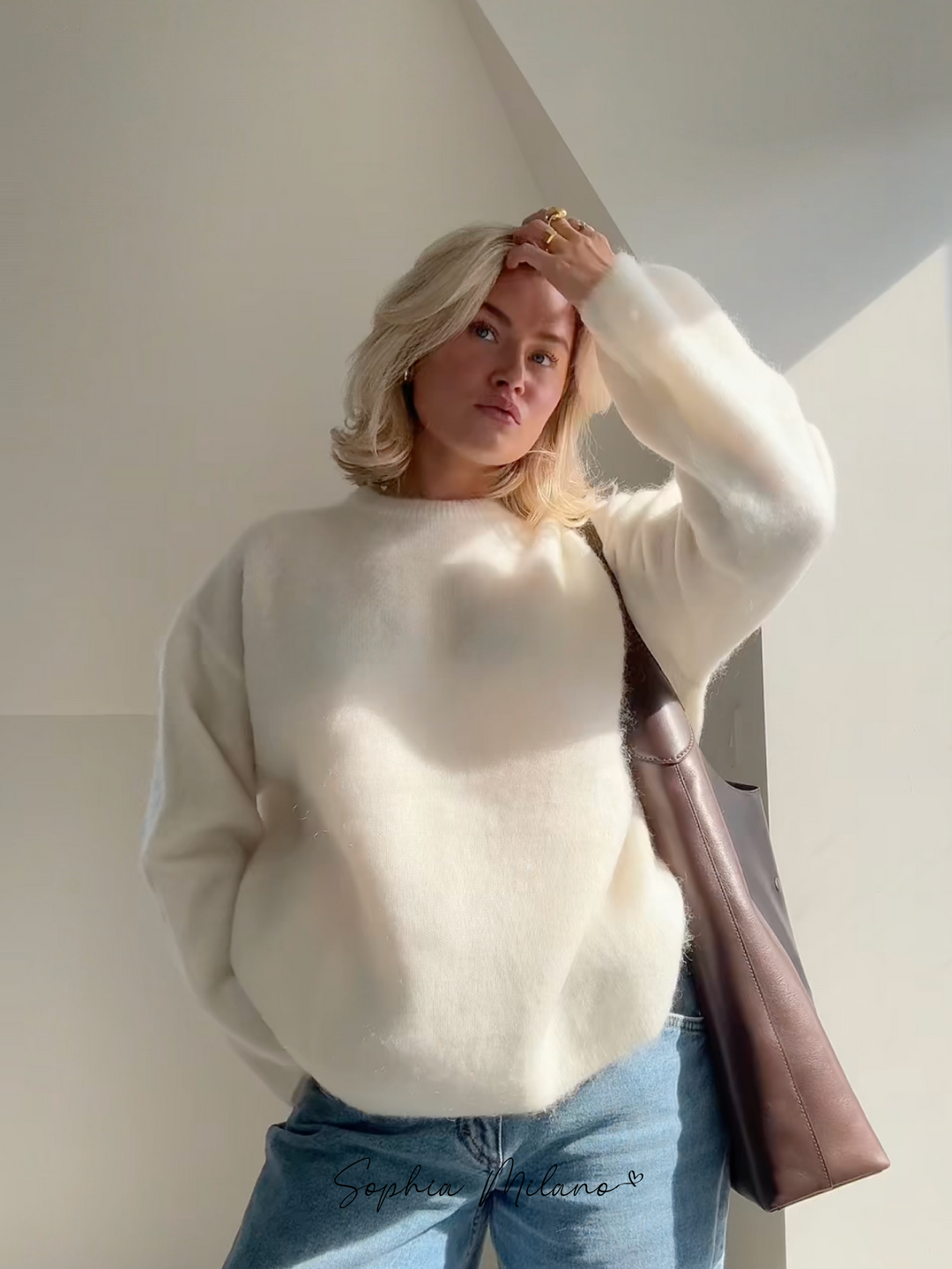 Sophia Mohair Rollkragenpullover mit klassischem Strickmuster