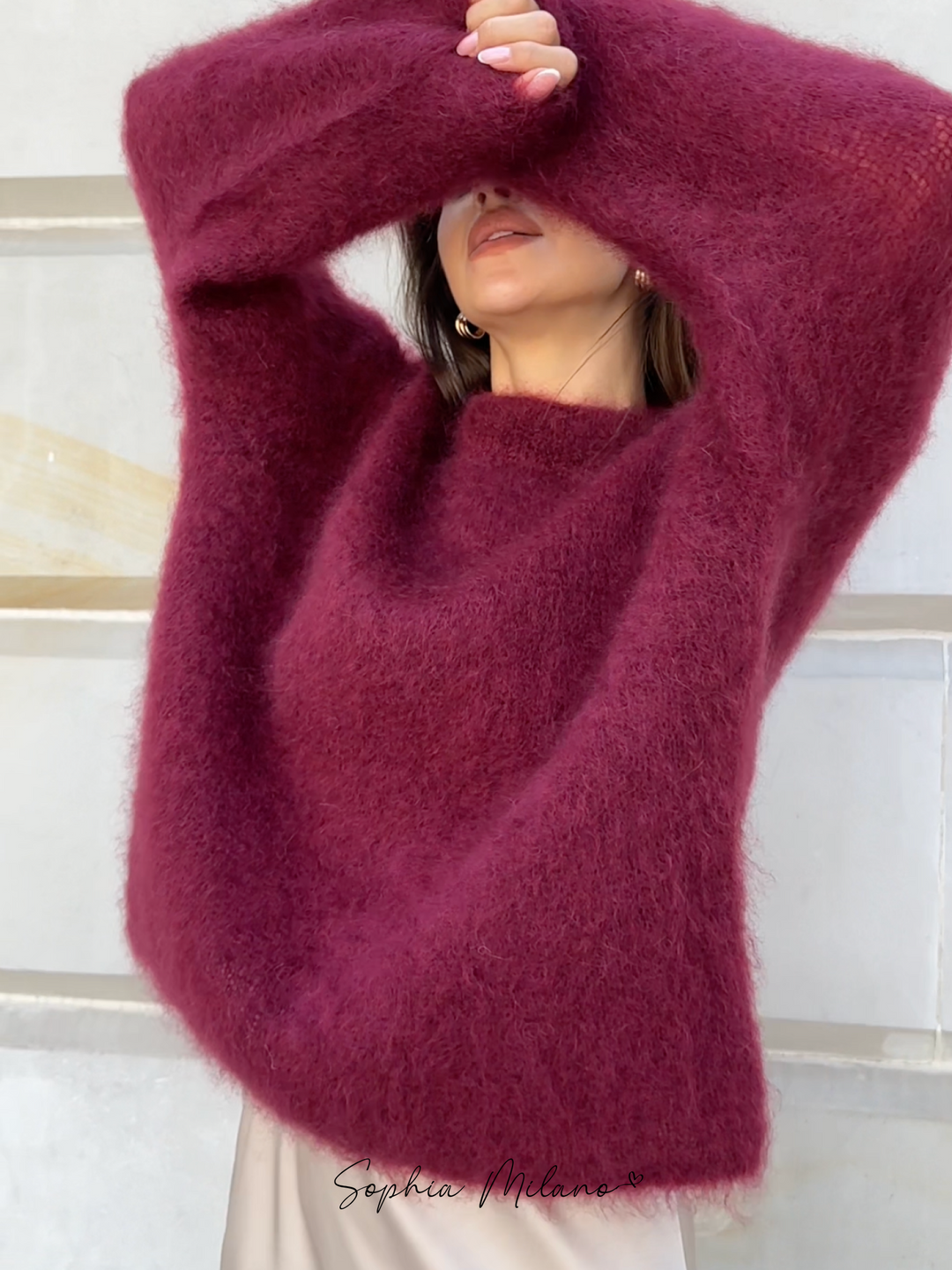 Sophia Mohair Rollkragenpullover mit klassischem Strickmuster