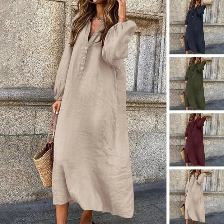 Gelina | Locker sitzendes, langärmeliges Midikleid