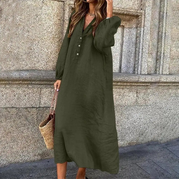 Gelina | Locker sitzendes, langärmeliges Midikleid