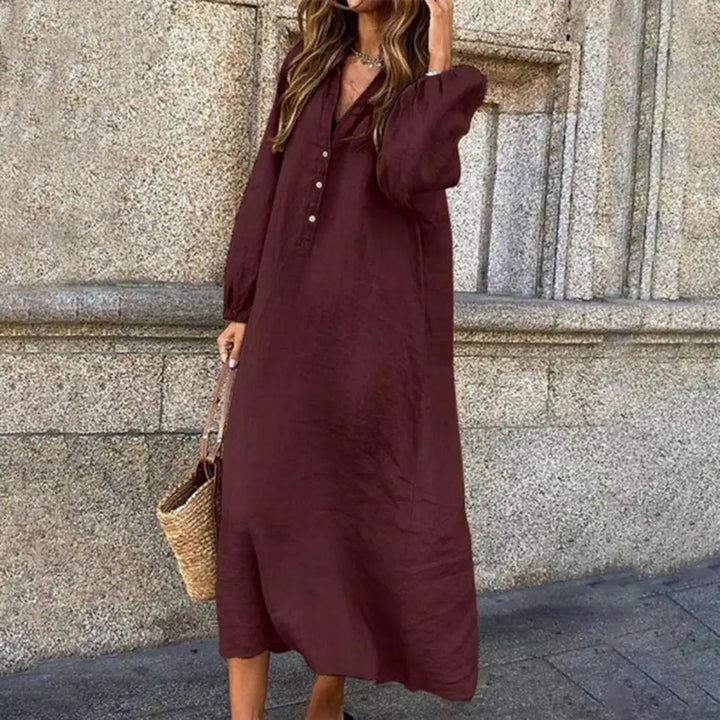 Gelina | Locker sitzendes, langärmeliges Midikleid