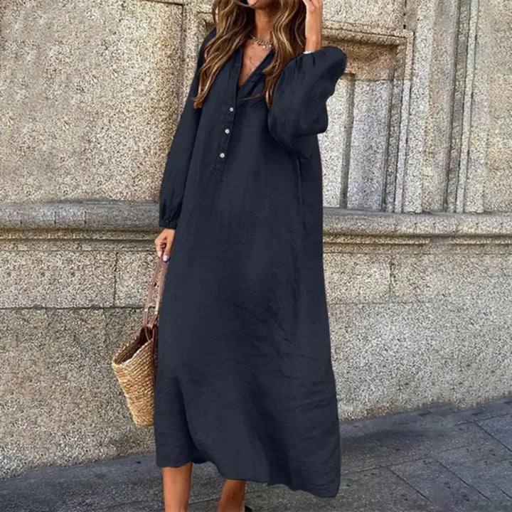 Gelina | Locker sitzendes, langärmeliges Midikleid