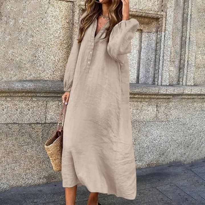 Gelina | Locker sitzendes, langärmeliges Midikleid