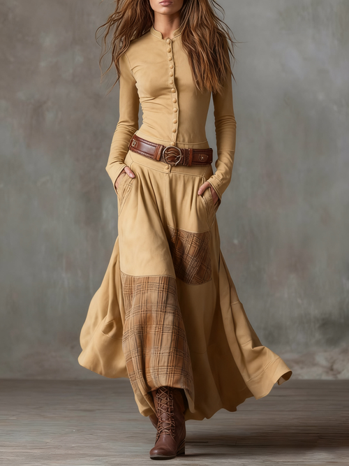 Clara | Vintage-Maxikleid mit langen Ärmeln