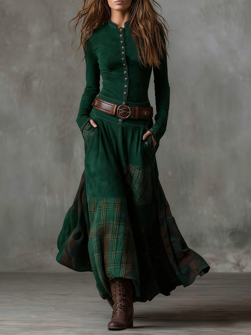 Clara | Vintage-Maxikleid mit langen Ärmeln
