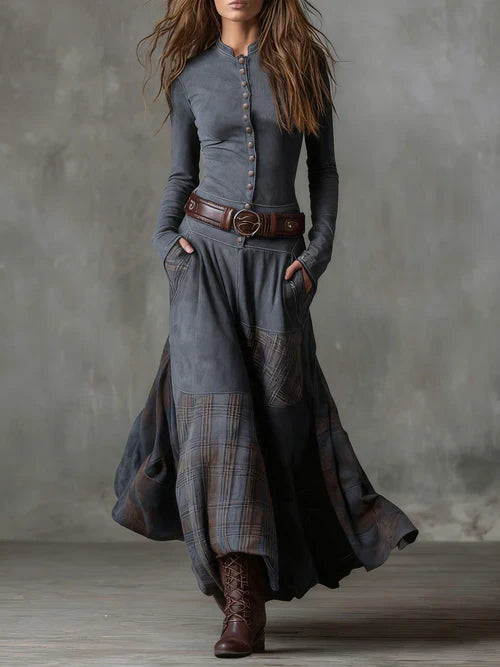 Clara | Vintage-Maxikleid mit langen Ärmeln