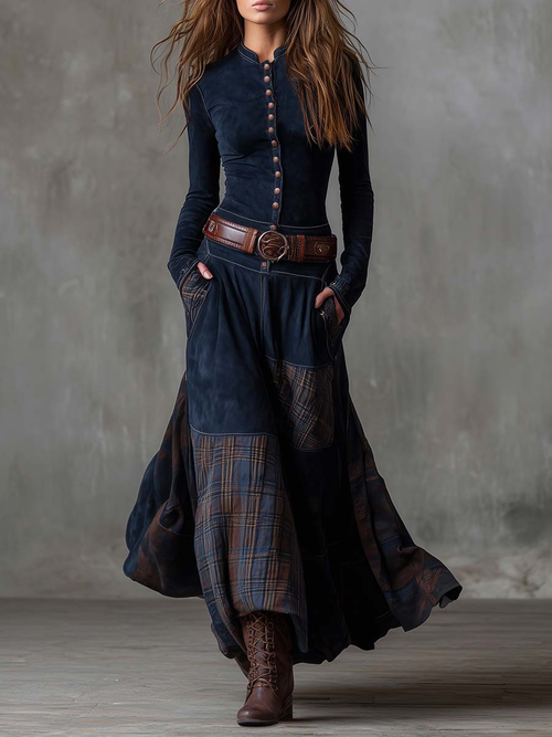 Clara | Vintage-Maxikleid mit langen Ärmeln