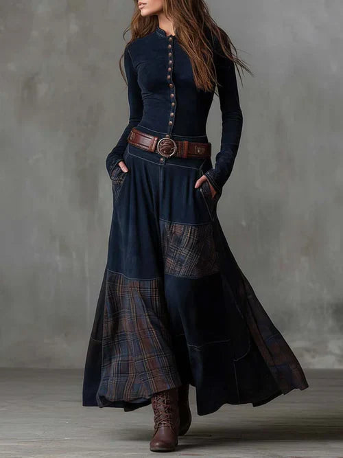 Clara | Vintage-Maxikleid mit langen Ärmeln