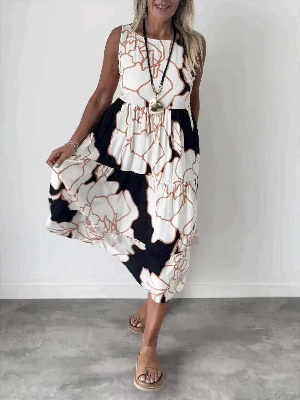 Franziska | Ärmelloses Kleid mit sommerlichem Print