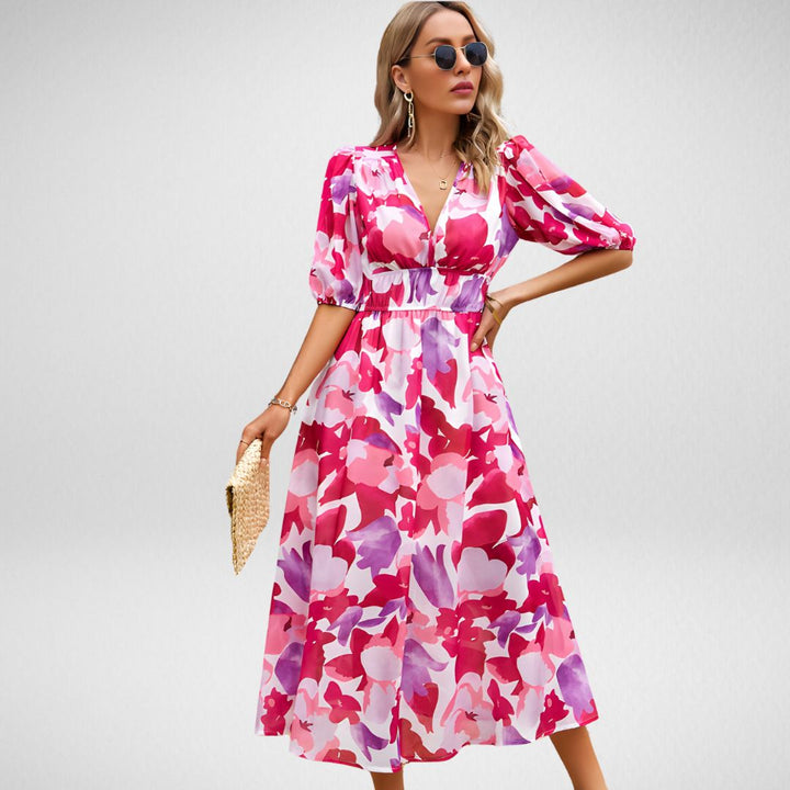 Lilie Bezauberndes Kleid mit V-Ausschnitt für feminine Eleganz