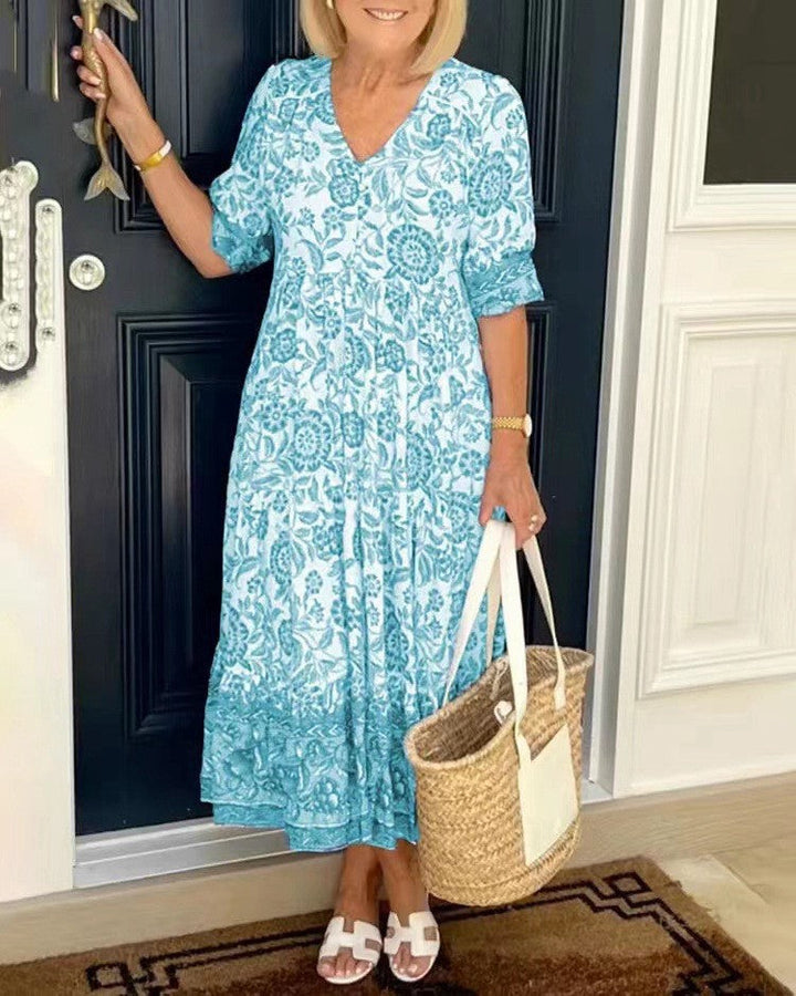 Zoë Bohème Kleid mit V-Ausschnitt für stilvolle Sommerauftritte