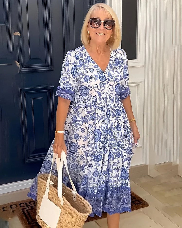 Zoë Bohème Kleid mit V-Ausschnitt für stilvolle Sommerauftritte