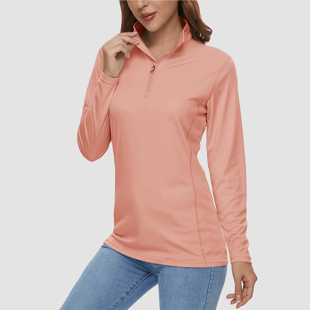 Damen Half Zip Quick Dry Shirt UPF 50+ für Sport und Freizeit