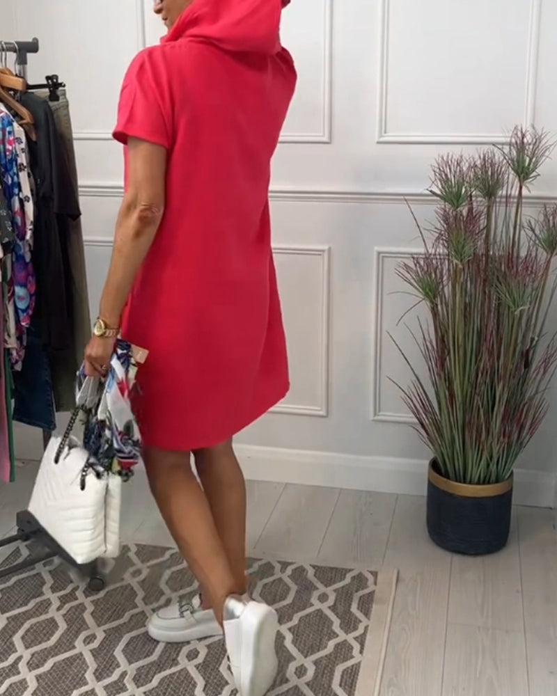 Freizeitkleid mit Kapuze & kurzen Ärmeln lässig