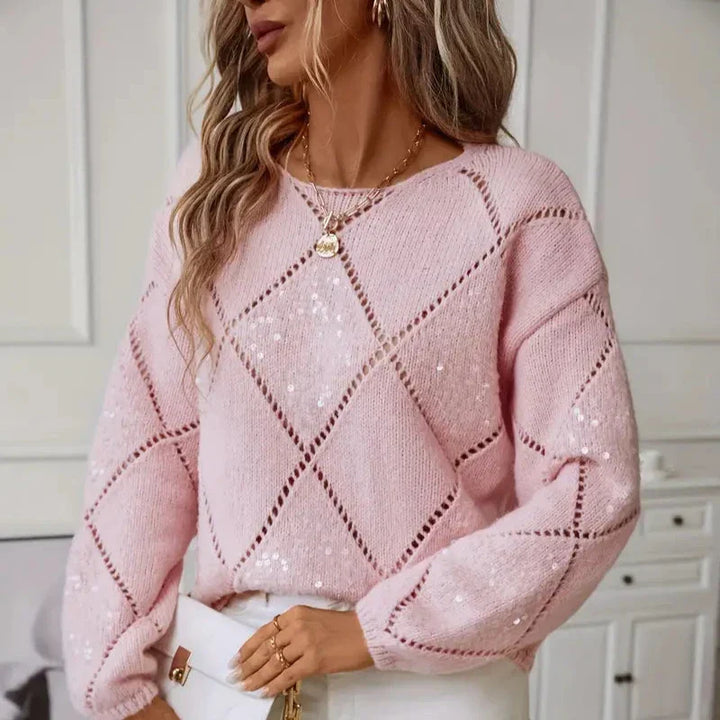 Noa | Hohlstrickpullover mit glänzenden Pailletten-Details