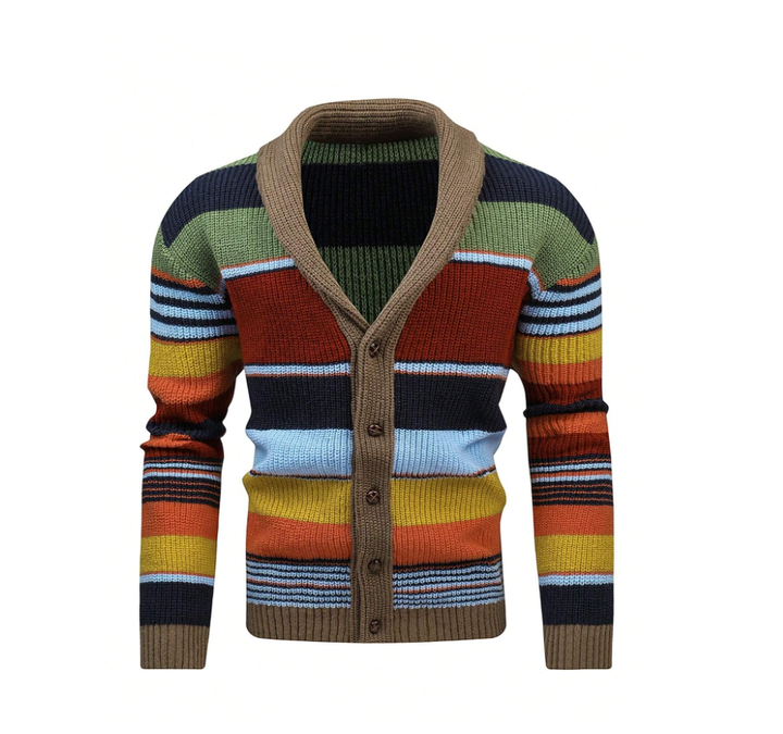 Colorblock-Strickjacke mit Knöpfen für Herren