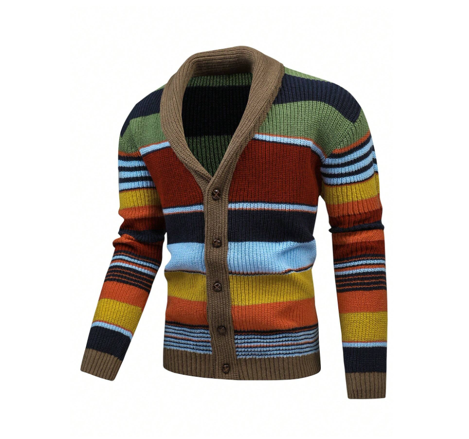 Colorblock-Strickjacke mit Knöpfen für Herren