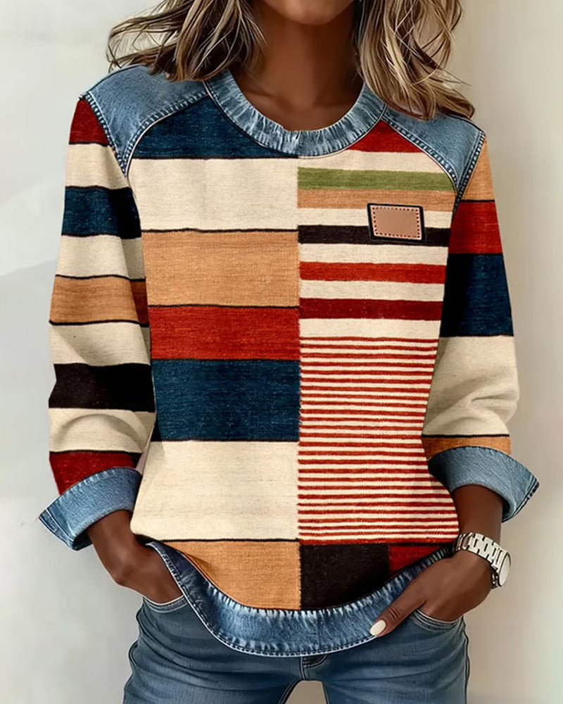 Amelie | Damen Pullover gestreift farbenfroh & modern