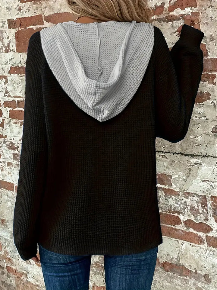 Elvira | Langarm-Hoodie mit Knopfleiste & Zugband