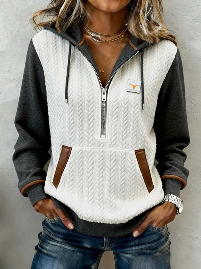 Mara | Lässiger Damen-Hoodie mit auffälligem Farbblock