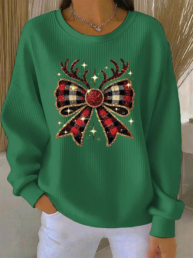 Emma | Lässiger Weihnachts-Pullover Mit Schleifenmotiv