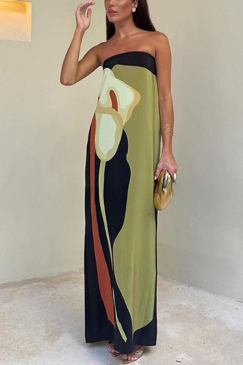 Gala | Elegantes langes Kleid mit schönem Druck