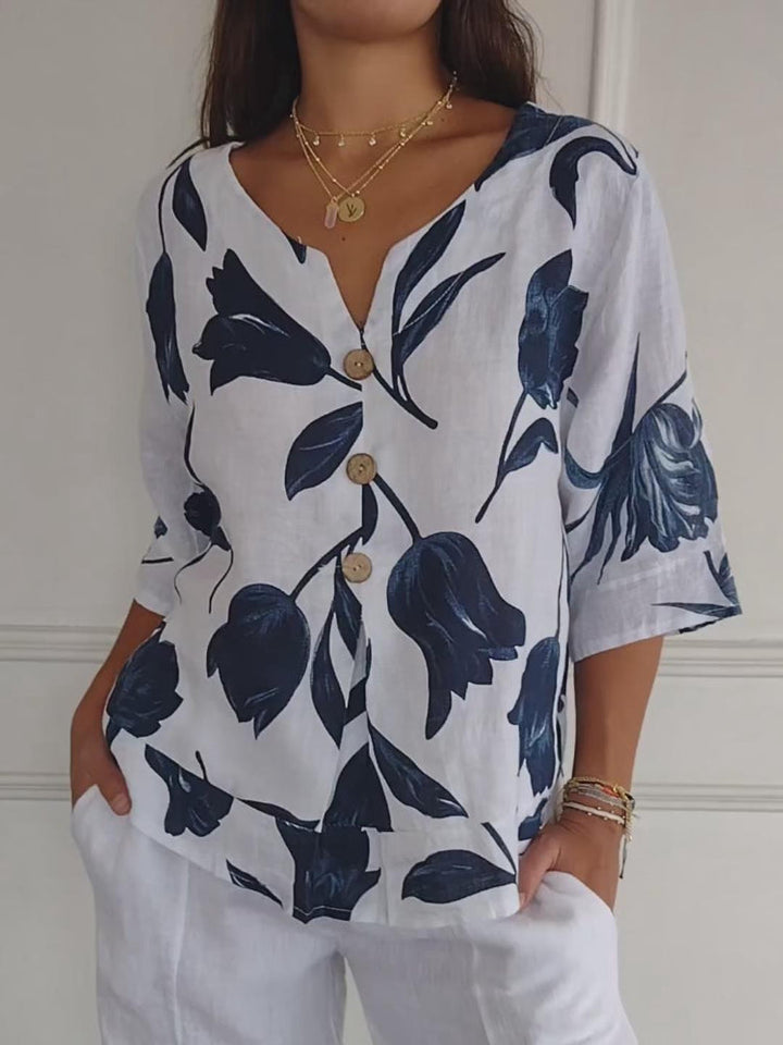Casandry | Stylische Sommerbluse mit V-Ausschnitt